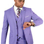 Qualitique Collection: Lavender 3PC Modern Fit Suit with Double Breasted Vest