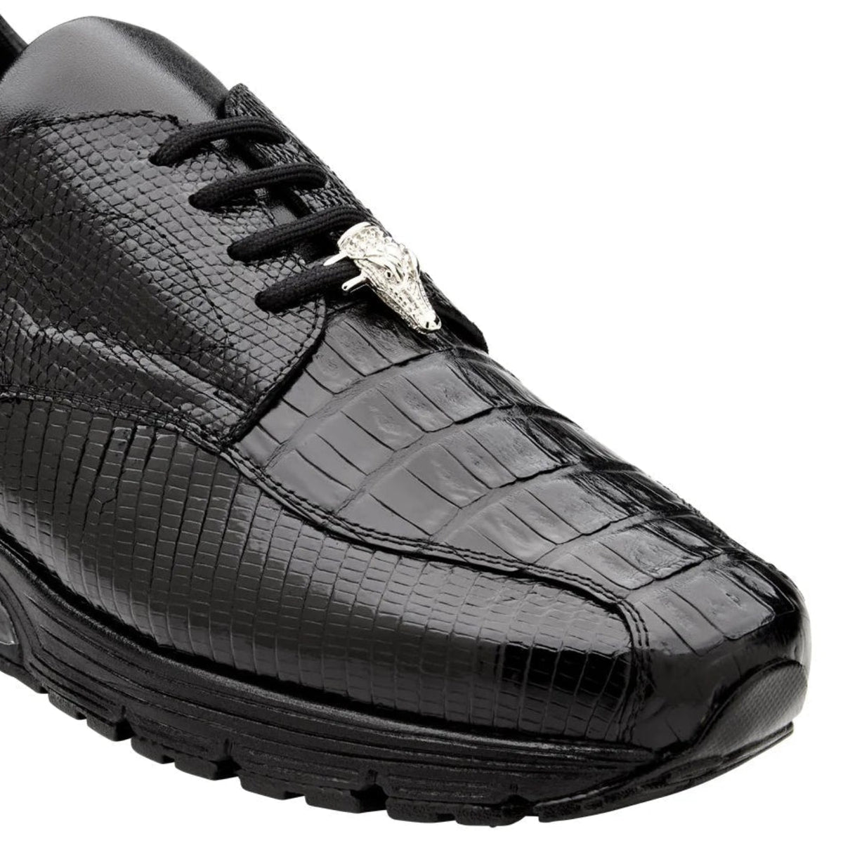 black exotic leather sneaker air sole close up texture