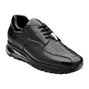 Black Genuine Caiman and Lizard Leather Sneaker by Belvedere