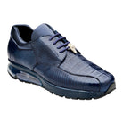 navy caiman and lizard leather sneaker belvedere side view