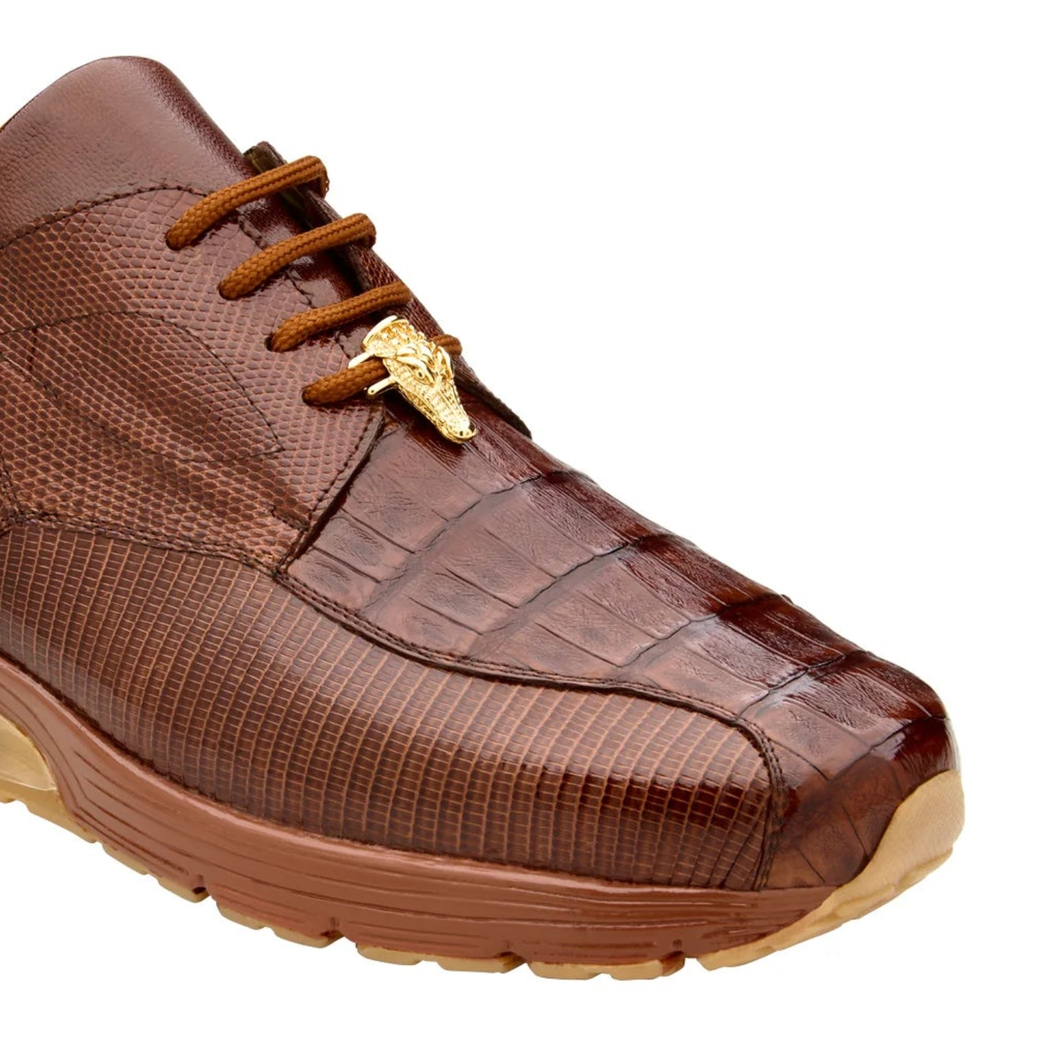 ant. peanut exotic leather sneaker air sole close up texture
