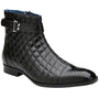 Belvedere Libero Black Quilted Italian Calf and Ostrich Leg Leather Boots