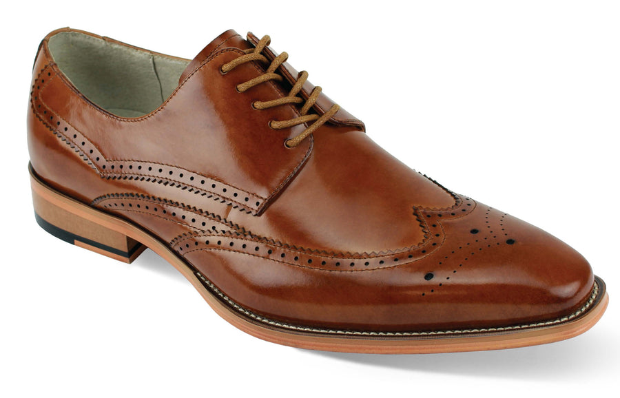 Men's dress shoes collection at Suits & More - tan wingtip lace shoes