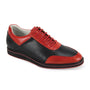 Casual Footwear Classics: Moc Toe Lace Dress Sneakers in Black & Red