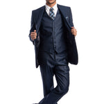 Argonaut Collection: Navy Blue Textured Solid Three-Piece Suit – Modern Fit