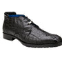 Belvedere Black Hornback Caiman Ankle Boots - Exotic Bike Toe Design