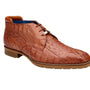 Belvedere Cognac Hornback Caiman Ankle Boots - Exotic Bike Toe Design