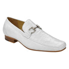 white genuine ostrich bit loafer shoes by belvedere