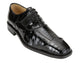 Belvedere Mare Black Genuine Ostrich and Eel Lace-Up Dress Shoes