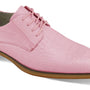 Luxe Allure: Pink Crocodile Inspired Leather Lace Dress Shoes