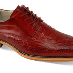 Luxe Allure: Red Crocodile Inspired Leather Lace Dress Shoes