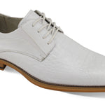 Luxe Allure: White Crocodile Inspired Leather Lace Dress Shoes