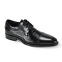 Timeless Footwear Essentials :  Black Croco Print & Smooth Leather Moc Toe Lace-Up Shoes