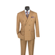 Men’s 2-Piece Windowpane Double-Breasted Modern Fit Suit - Camel Brown