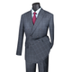 Men’s 2-Piece Windowpane Double-Breasted Modern Fit Suit - Medium Gray