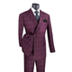 Men’s 2-Piece Windowpane Double-Breasted Modern Fit Suit - Wine