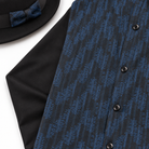 Montique black and blue patterned shirt with matching black hat detail