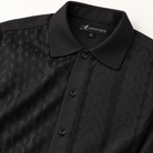 Montique black tonal chain walking suit rounded collar detail