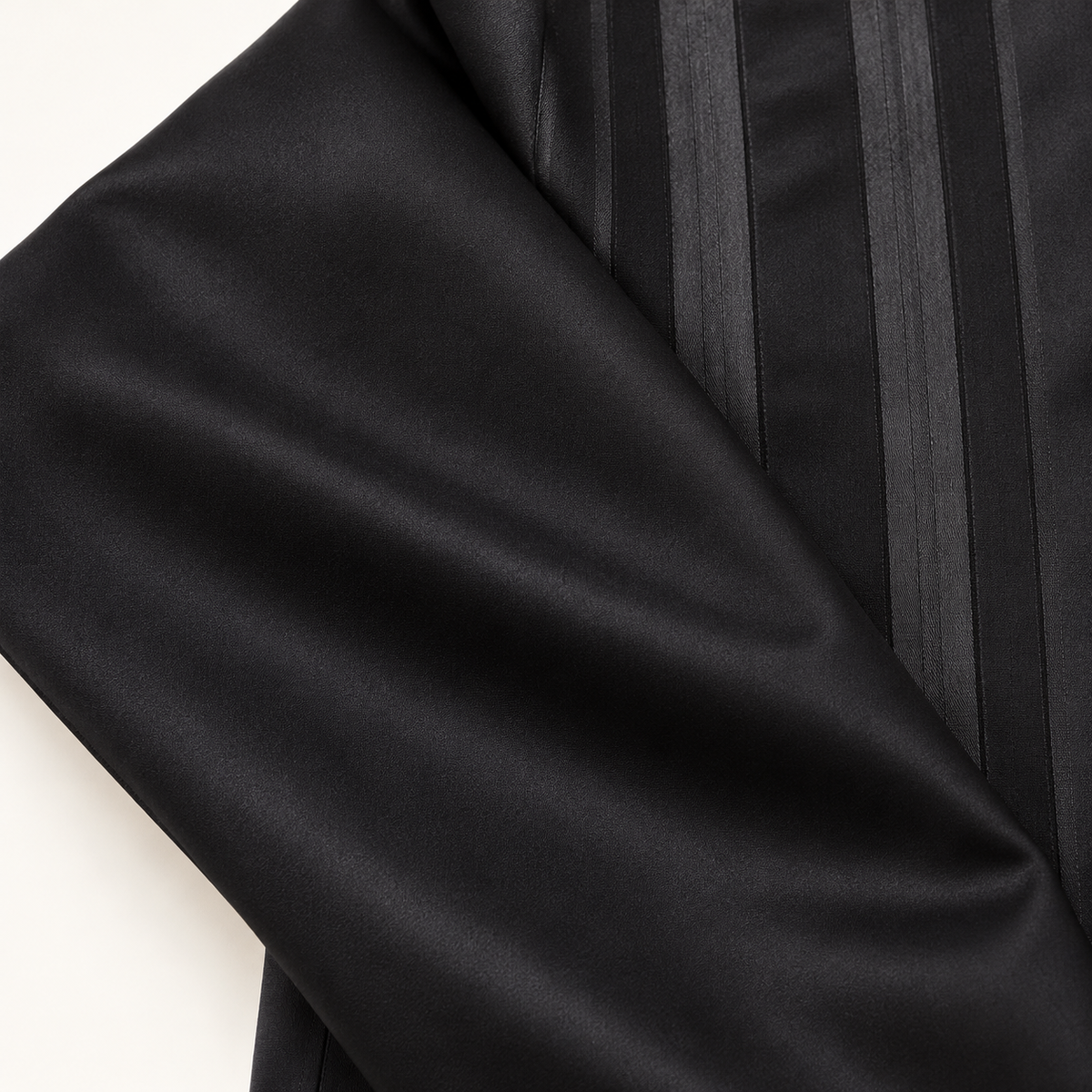 Montique black vertical stripe walking suit smooth sleeve detail