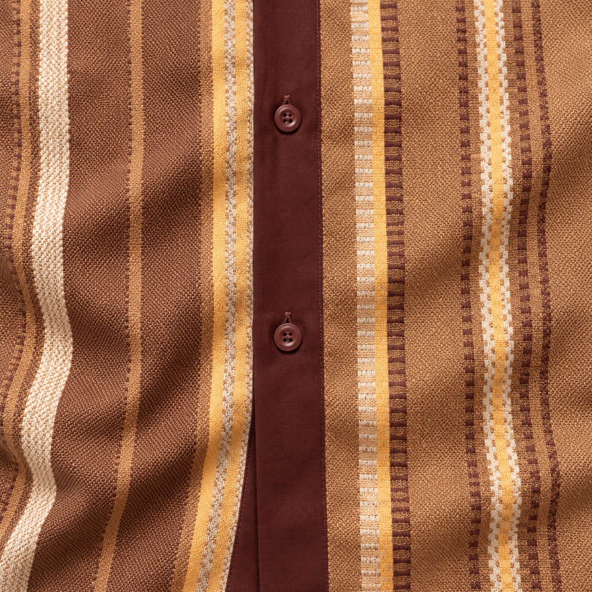 Montique brown vertical stripe walking suit fabric button detail