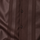 Montique chocolate vertical panel walking suit fabric button detail