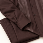 Montique chocolate vertical panel walking suit sleeve trouser detail