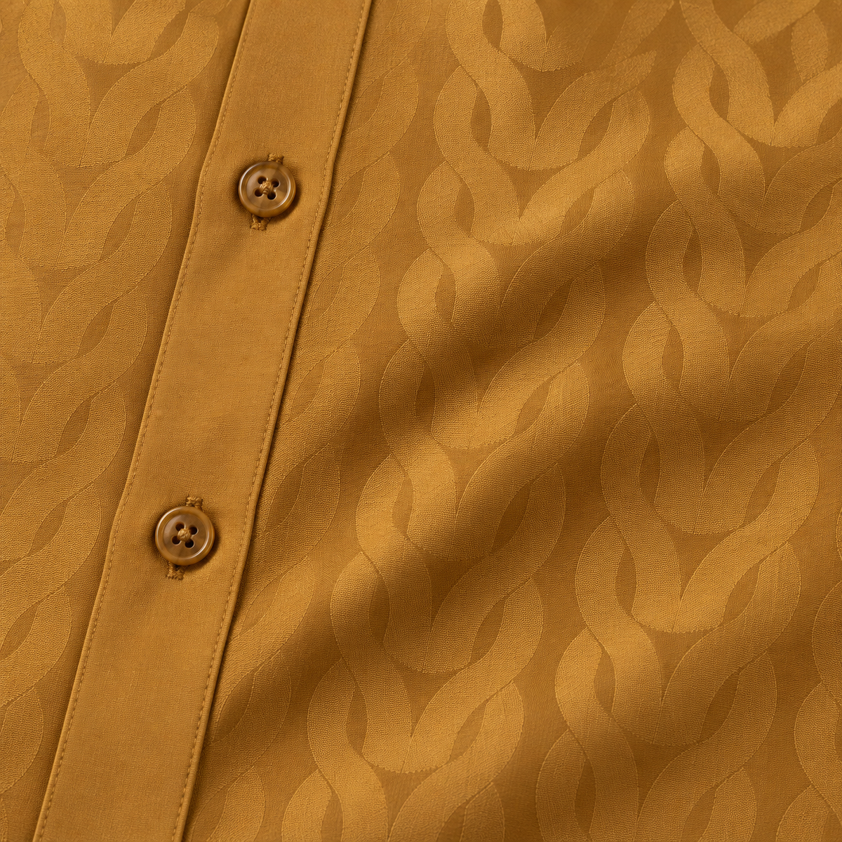 Montique mustard tonal chain walking suit fabric button detail