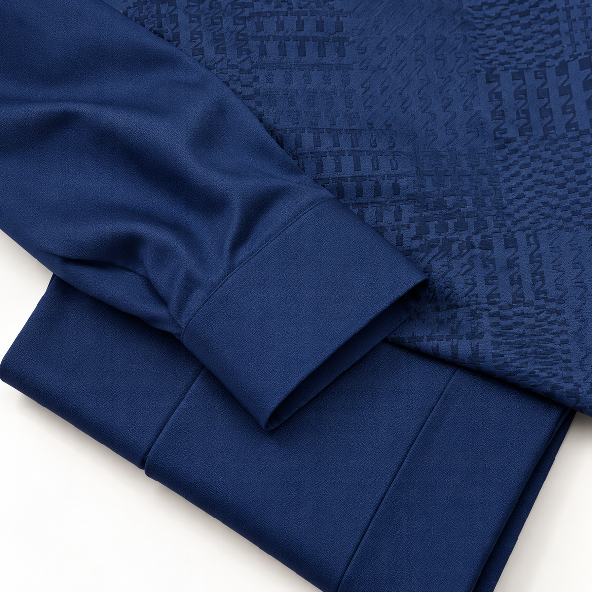 Montique navy tone on tone walking suit cuff and trouser detail