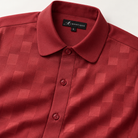 Montique wine tonal block walking suit rounded collar detail