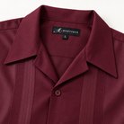 Montique wine vertical panel walking suit open collar label detail