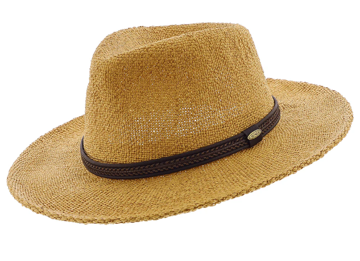 Tea colored Bangkok Toyo safari hat with waxed cord band