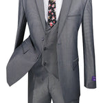 Imperial Collection: Charcoal 2 Piece Birdseye Pattern Single Breasted Modern Fit Suit