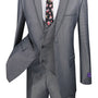 Imperial Collection: Modern Fit Vested Suit with Contrasting Trim In Charcoal