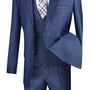 Imperial Collection: Modern Fit Vested Suit with Contrasting Trim In Navy