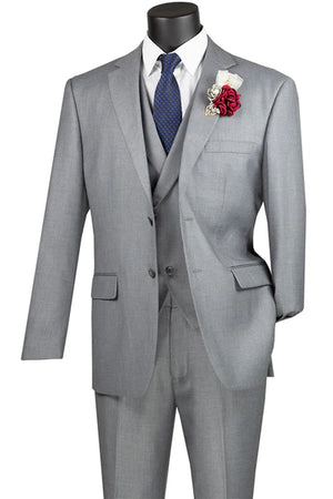 Elite Edit Collection: Light Grey 2 Piece Solid Color Single Breasted Modern Fit Suit