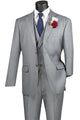 Elite Edit Collection: Light Grey 2 Piece Solid Color Single Breasted Modern Fit Suit