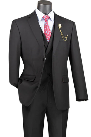 Elite Edit Collection: Black 2 Piece Solid Color Single Breasted Modern Fit Suit