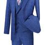 Countess Couture Collection: Blue 3 Piece Glen Plaid Single Breasted Modern Fit Suit