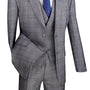 Countess Couture Collection: Grey Modern Fit 3-Piece Suit with Peak Lapel