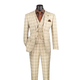 Men’s 3-Piece Windowpane Single-Breasted Modern Fit Suit - Khaki