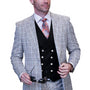 Tailor's Tune Collection: Natural 3PC Plaid Suit with Solid Color Vest