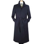 Divine Drapes Collection: Navy Wool Gabardine Duster Coat