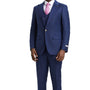 Glitzern Collection: Men's Navy Plaid Hybrid Fit 3 Piece Suit