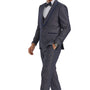 Tranquility Collection: Men's Birdseye 3-Piece Suit In Grey/Navy - Slim Fit