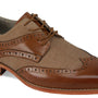 Luxe Linen & Leather Classics - Tan Wingtip Lace Shoes with Linen Upper