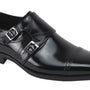 Double Monk Strapped Classics:  Black Cap Toe Double Monk Strap with Buckle Shoes