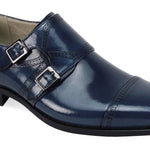Double Monk Strapped Classics:  Blue Cap Toe Double Monk Strap with Buckle Shoes