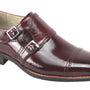 Double Monk Strapped Classics:  Burgundy Cap Toe Double Monk Strap with Buckle Shoes