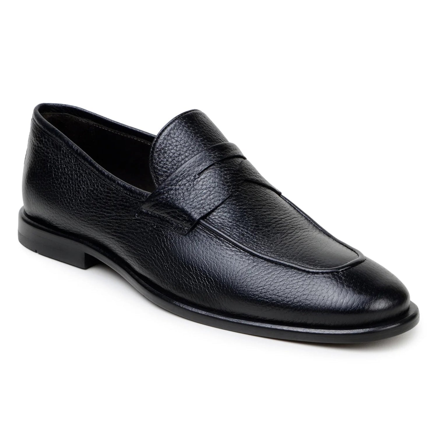 black deerskin penny loafer side view