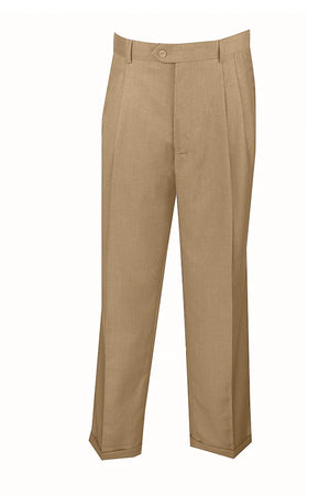 Notions Collection: Men's Dress Pants Regular Fit Double Pleated with Cuffs in Khaki